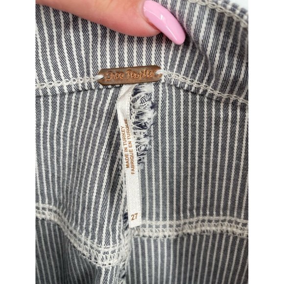 Free People Women's Skinny Stretch Hickory Striped Pants Size 27 Gray/White - Picture 5 of 8